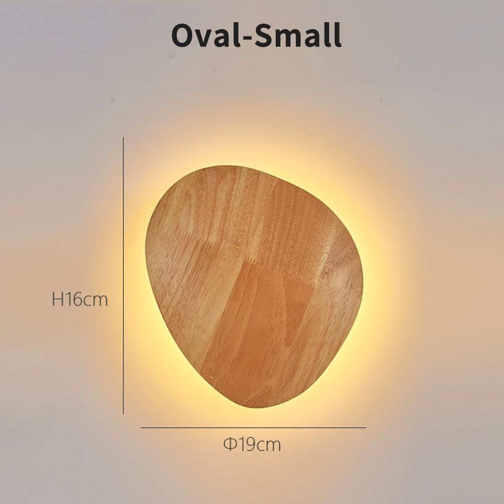Simple style wooden craft LED wall lamp round oval shape with light source wall-mounted indoor lighting simple style Simplicity