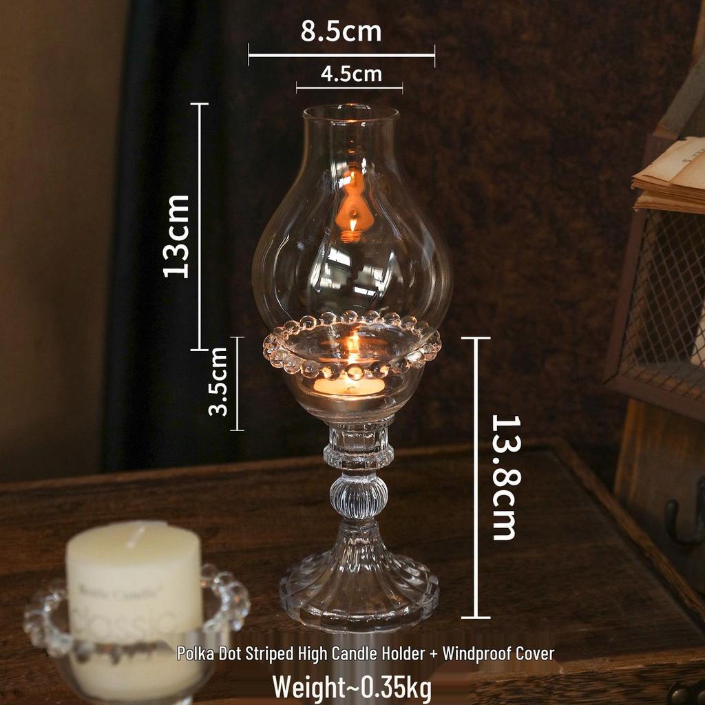 Zen Windproof Glass Candlestick: Elegant Lampshade for Tea Rooms & Weddings