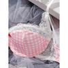 Pink girl lace small plaid contrasting colors sexy lingerie set