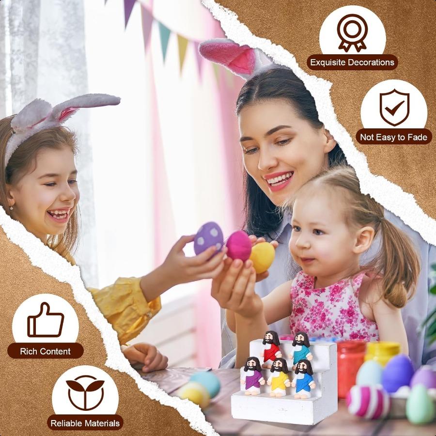 Bememo 50 Pcs Mini Jesus Figures Original Design Jesus Toys Little Figures to Hide and Seek Sunday School Religious Easter Part