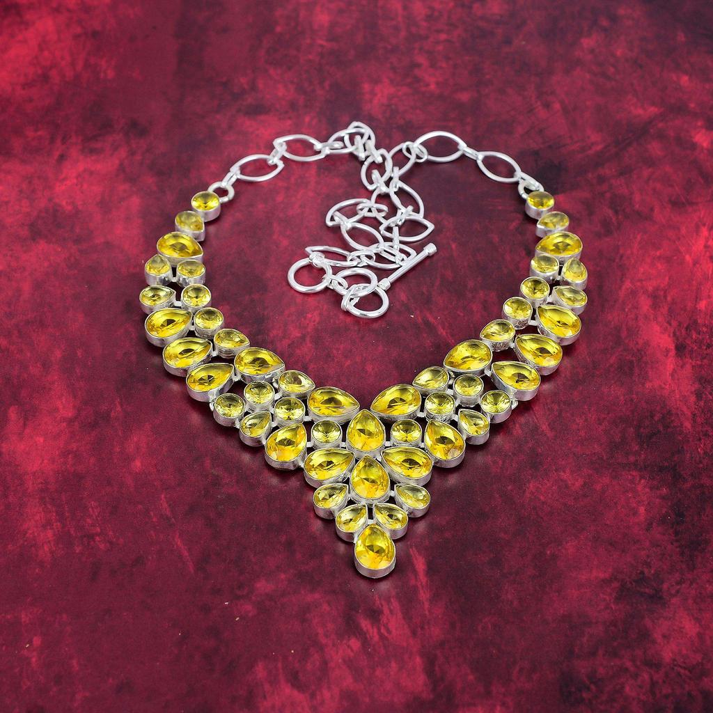 Citrine Necklace Gemstone Jewelry, 925 Solid Sterling Silver Necklace, Handmade Jewelry Birthstone Necklace, Gift For Him