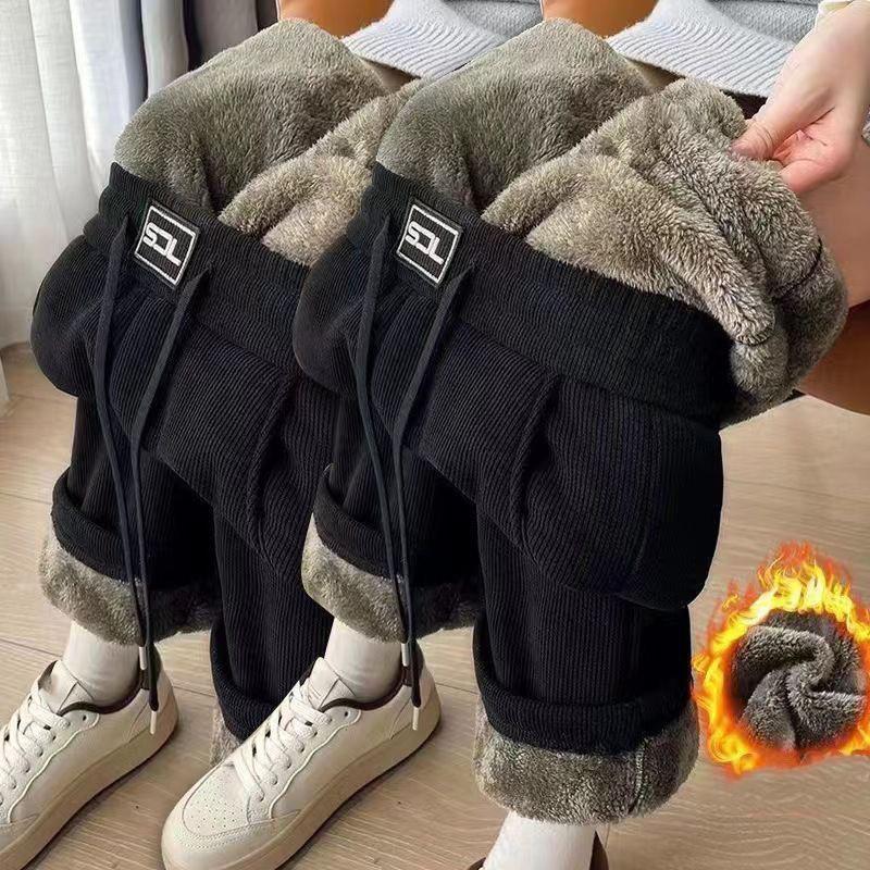 Women's Fleece Wide Leg Pants Autumn Winter Casual Trousers Spring Summer Version