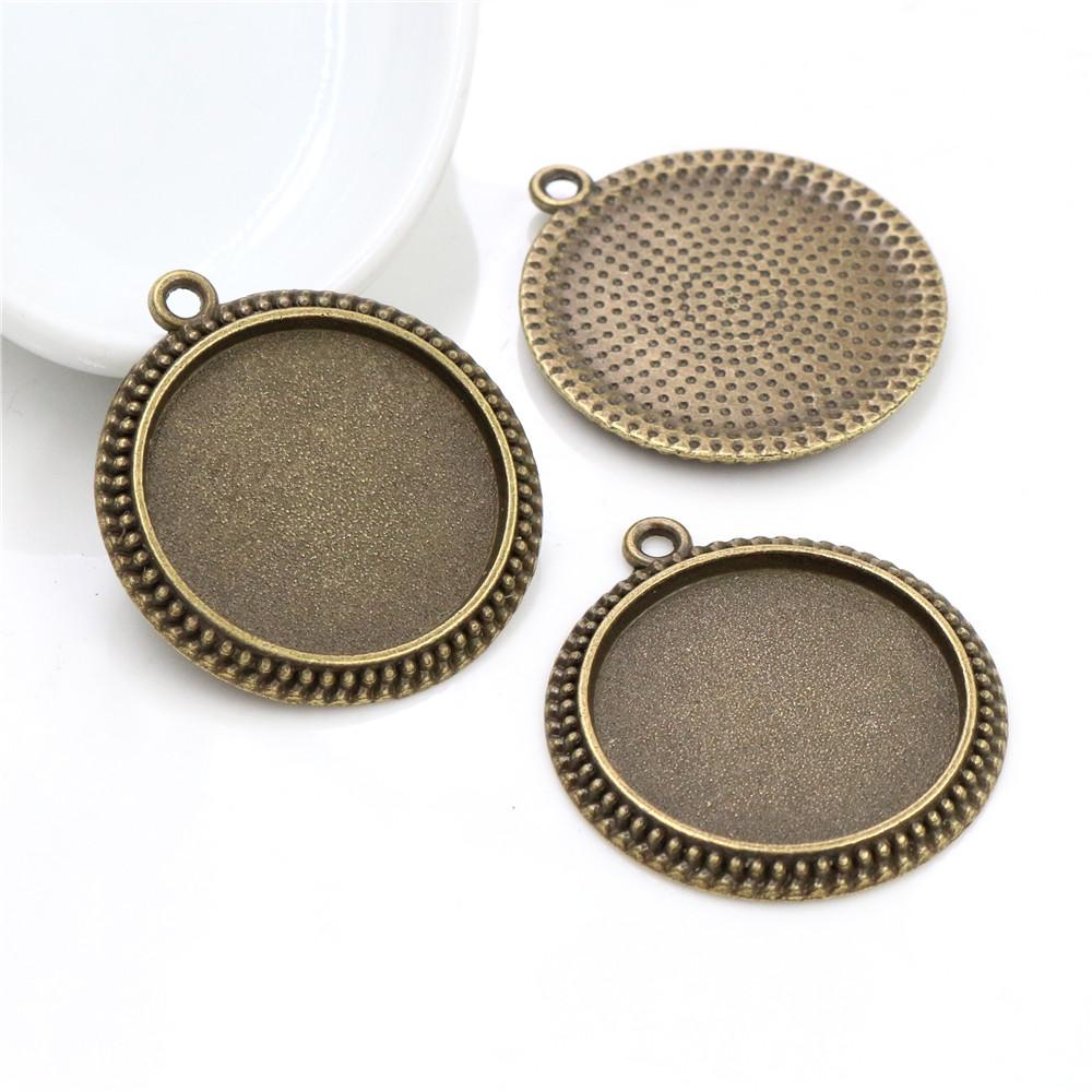 5pcs 25mm Inner Size Pendant Cabochons Blank Base Setting Bezel Tray Alloy DIY Jewelry Making Accessories for Necklace Keychains