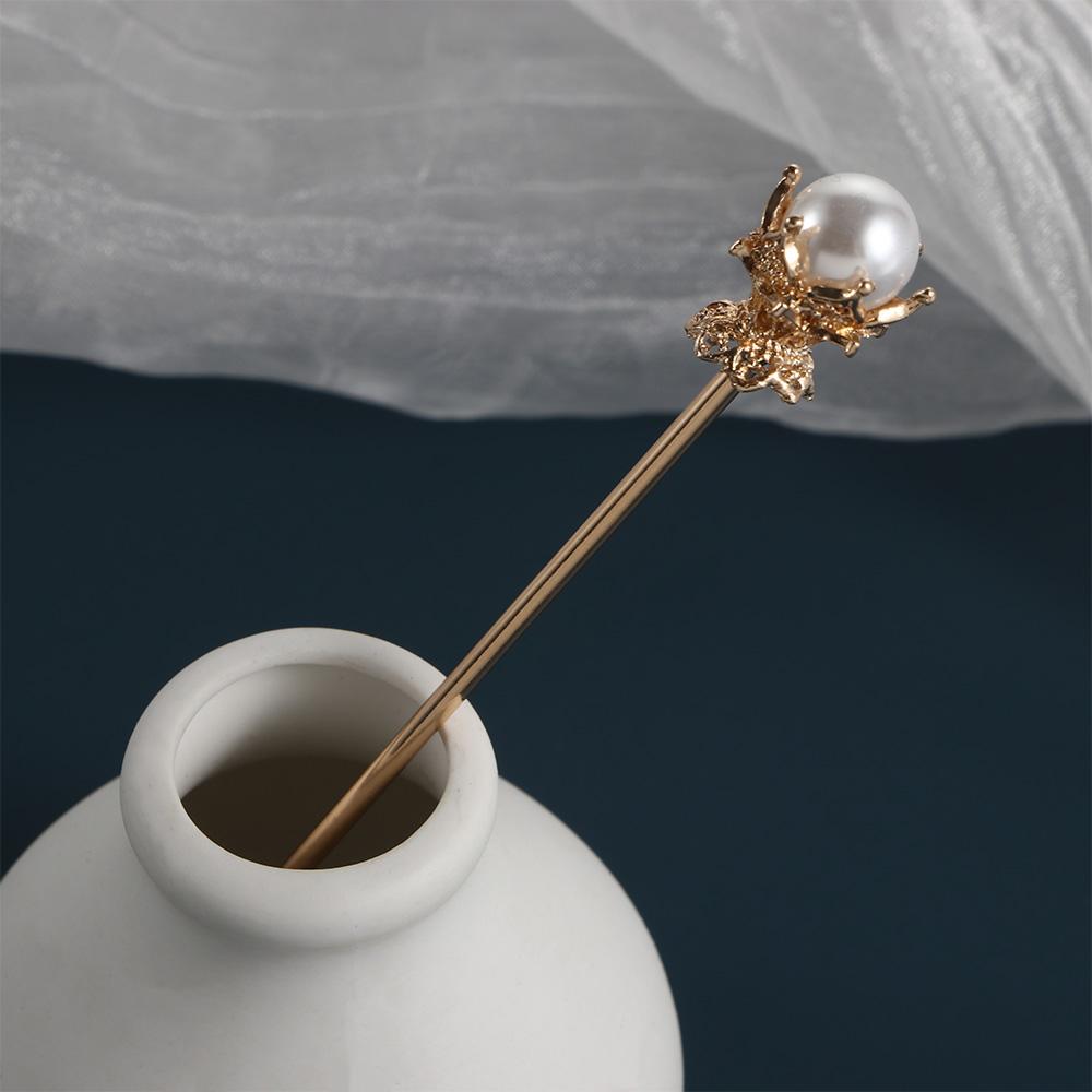 Fashion Chinese Style Pearl Metal Gold Silver Color Hairpin Hair Accessories Hair Sticks Hair Clip
