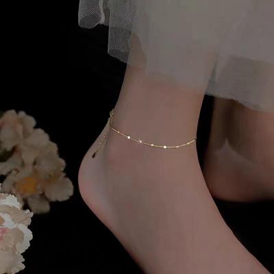 925 Versilberter Glitzernder Quadratischer Fußkettchen für Damen - Nischendesign, Kalter Stil, Einfache Mode