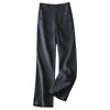 Women's Summer High-Waisted Drapey Linen Straight-Leg Pants - Slimming, Semi-Elastic, Wide-Leg, Casual, Long Cotton Linen Pants
