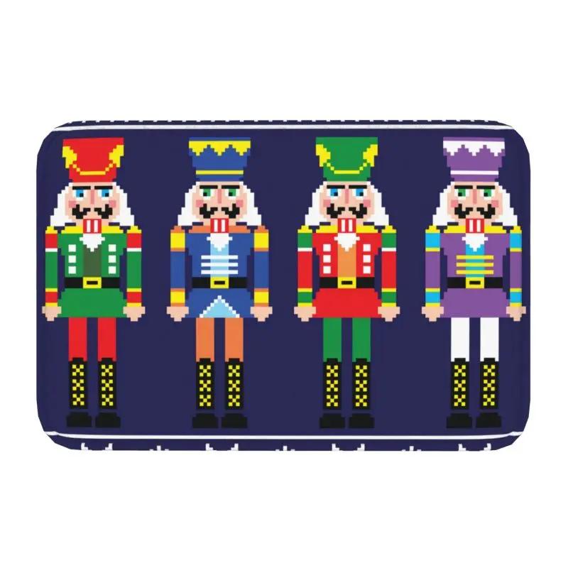 

Nutcracker Doll Floor Door Kitchen Bath Mats Anti-Slip Indoor Christmas Soldier Toy Doormat Garage Entrance Rug Carpet Footpad 40x60cm