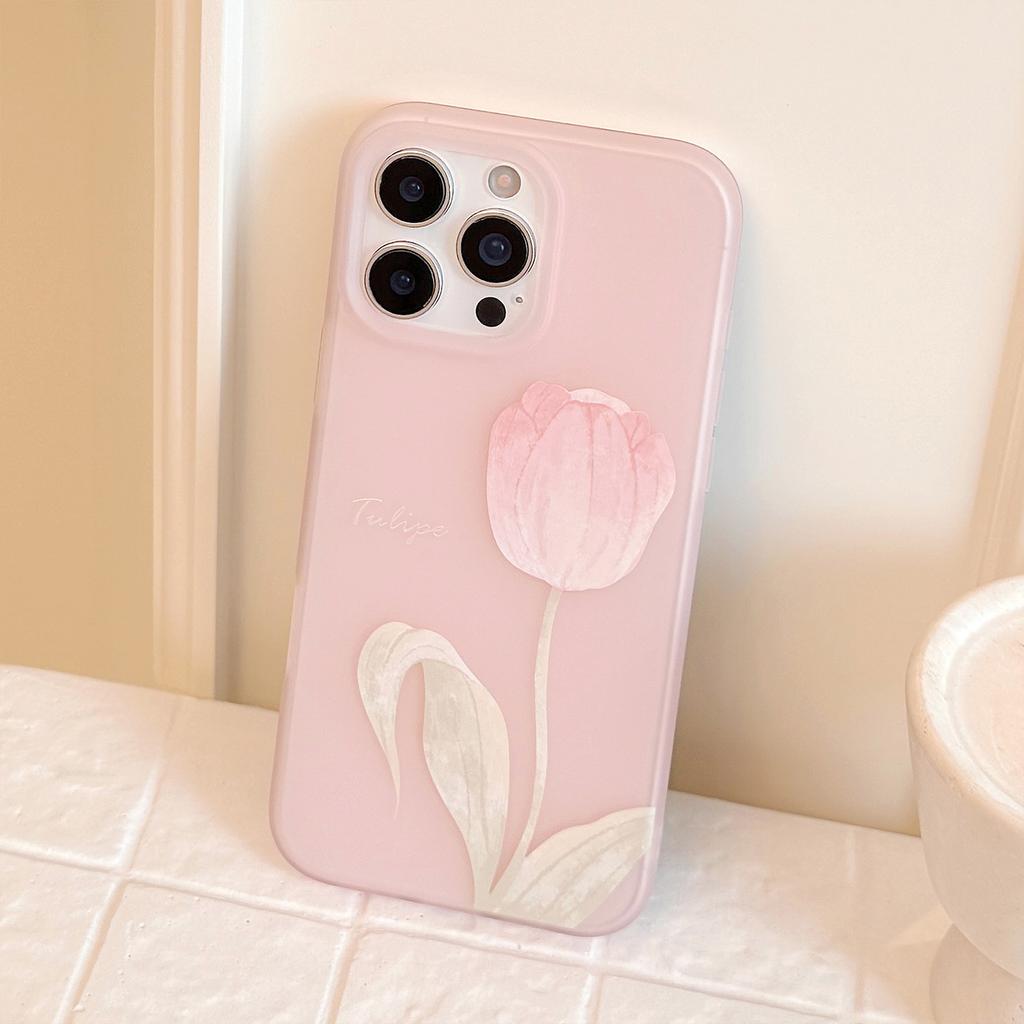 Beautiful and Suitable for Apple 16 Mobile Phone Case 17promax Gentle Powder Tulip Iphone1513 Silicone 11