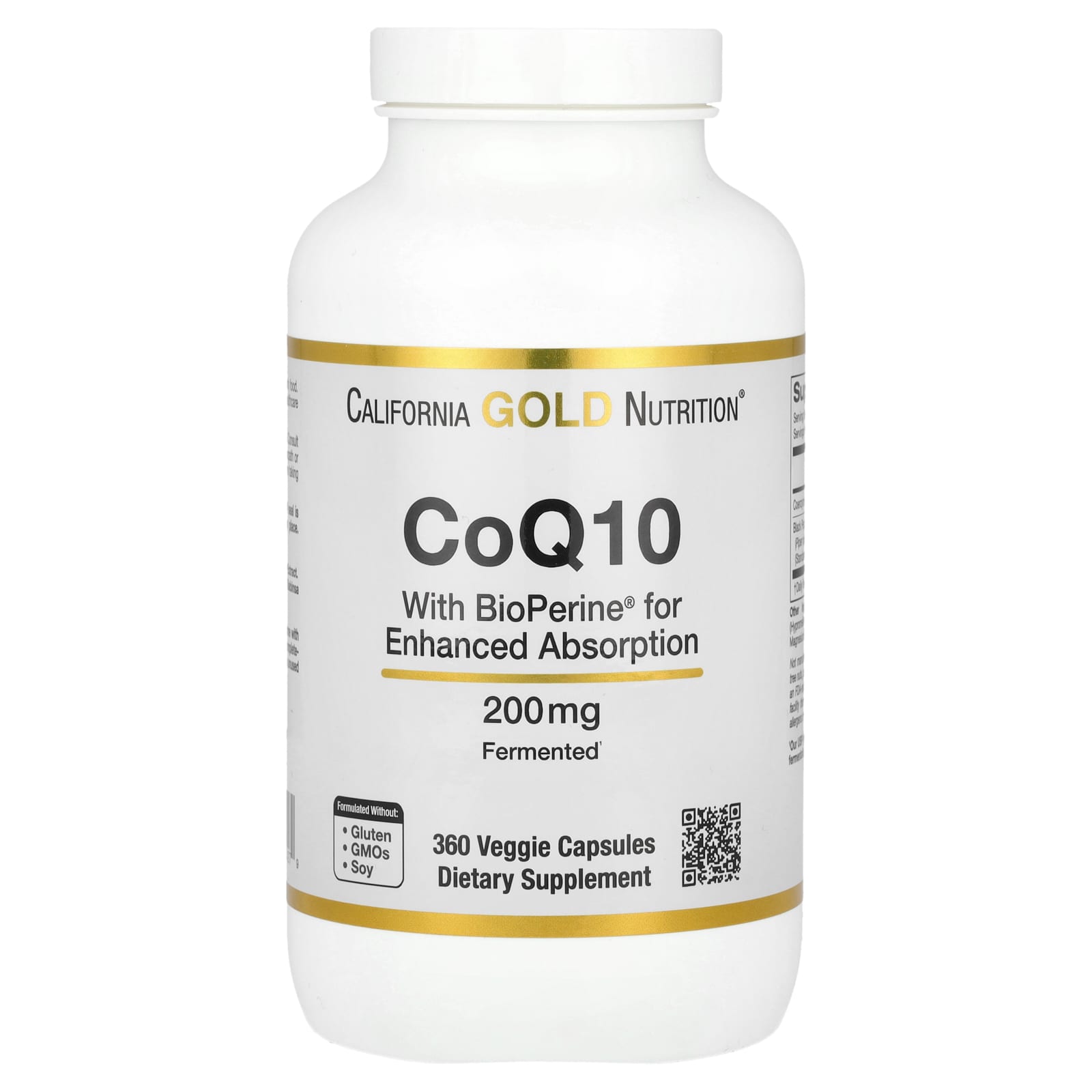 

Coq10, Bioperine® Black Pepper Extract 200Mg, 360 Veggie Capsules