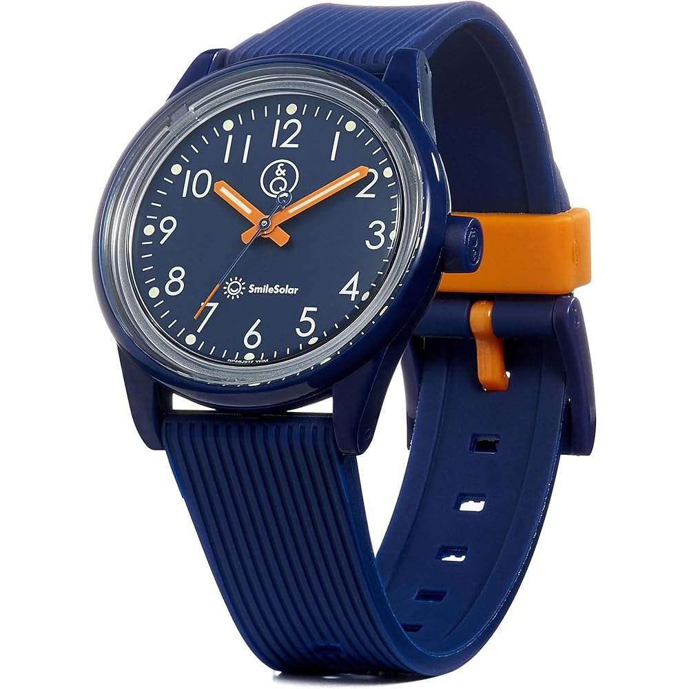 QQ SmileSolar Analog Solar Watch Waterproof with Urethane Strap for Women Navy