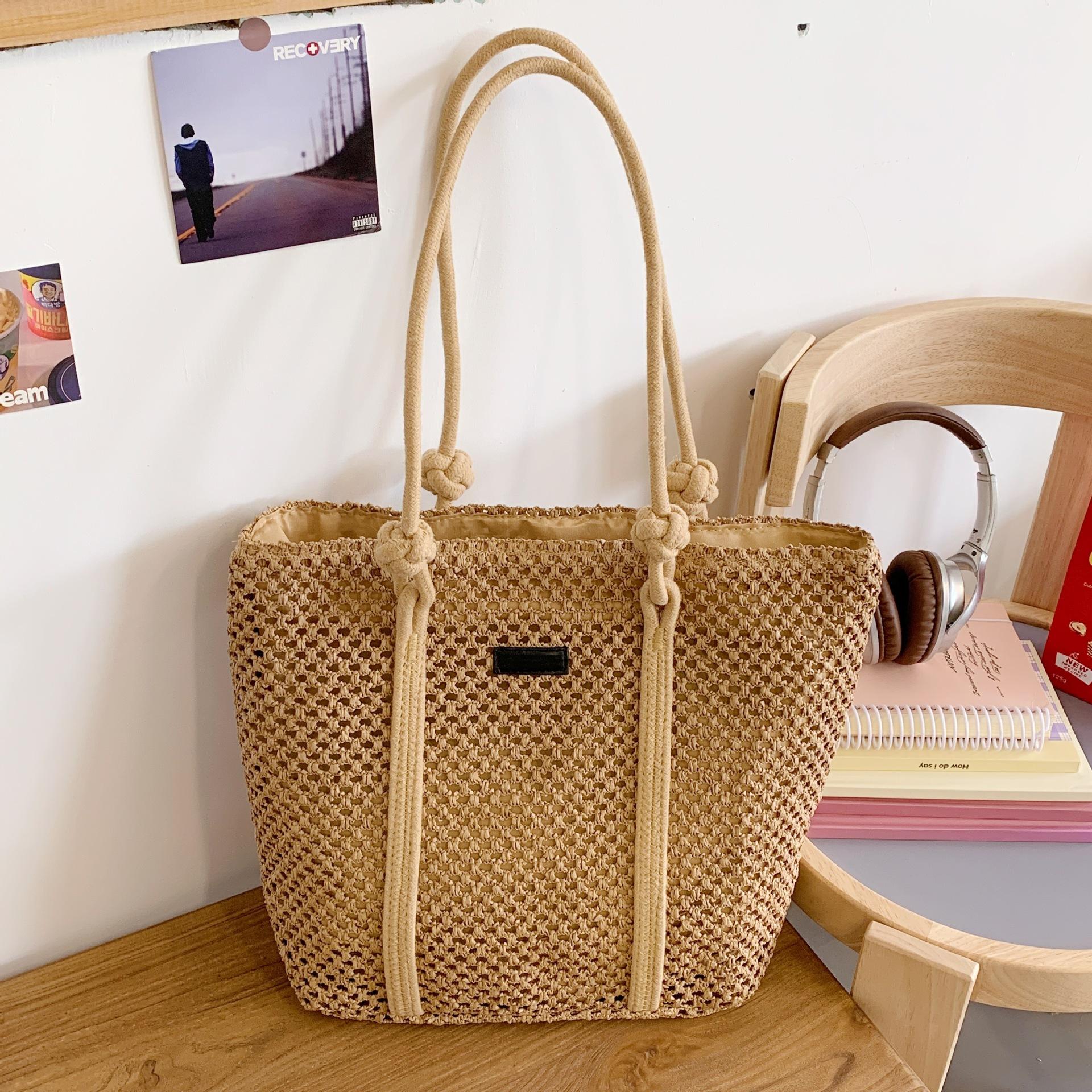 

Summer woven bag women 2025 high-value new commuter large-capacity shoulder tote bag seaside vacation weaving