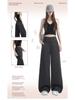 Women's Retro Grey Wide-Leg Suit Pants - Spring Casual, Versatile & Comfortable