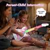 Kids Pink Guitar Toy for 3 Year Old Girls Birthday Gift Toddler Toy Ages 2-4 Electric Guitars with 4 Strings Light Up Music Toys for 3 4 5 Year Old