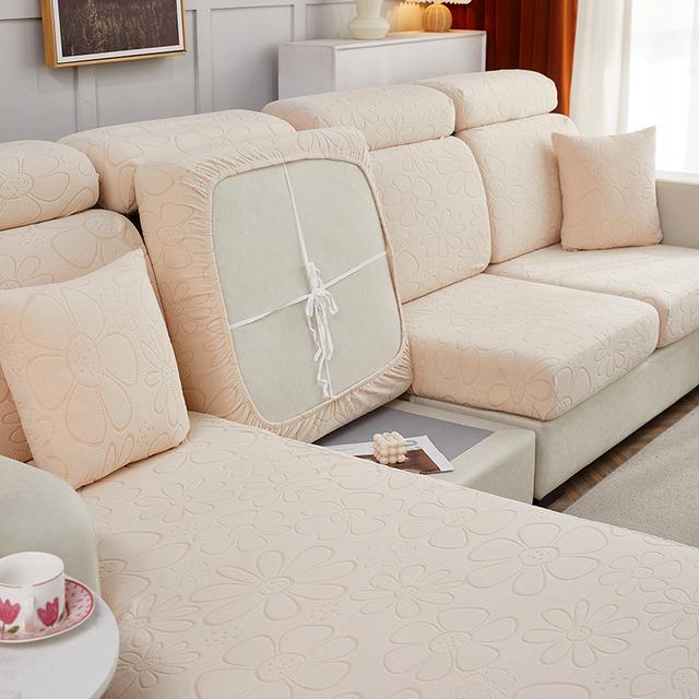 Plush Sofa Cover Sofa Cushion Pad Slipcover Seat Cover Elasticized Used For L Shape Chaselong Sofa Keep Warm Washable
