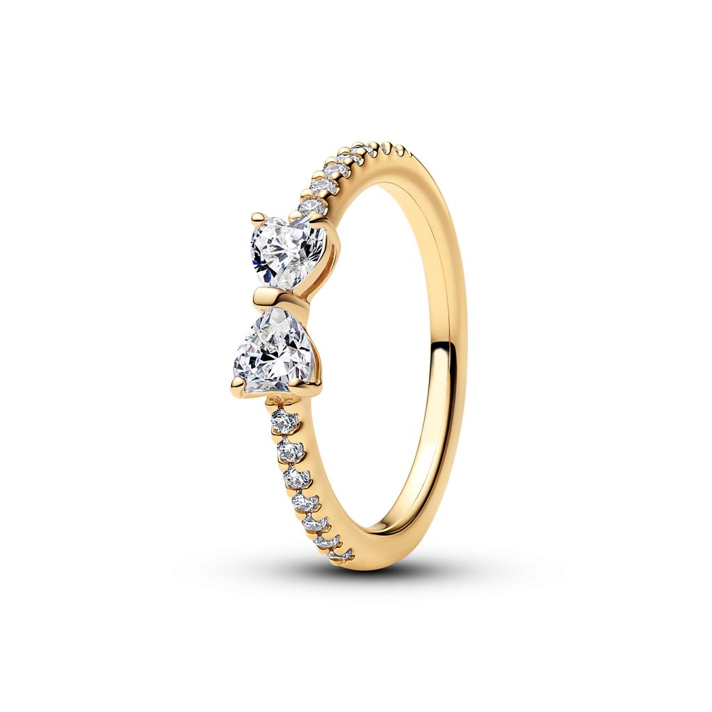 Newest Copper Butterfly Rings Heart Zircon Sparkling Engagement Wedding Pink Bow Ring Luxury Jewellery Gifts High Quality