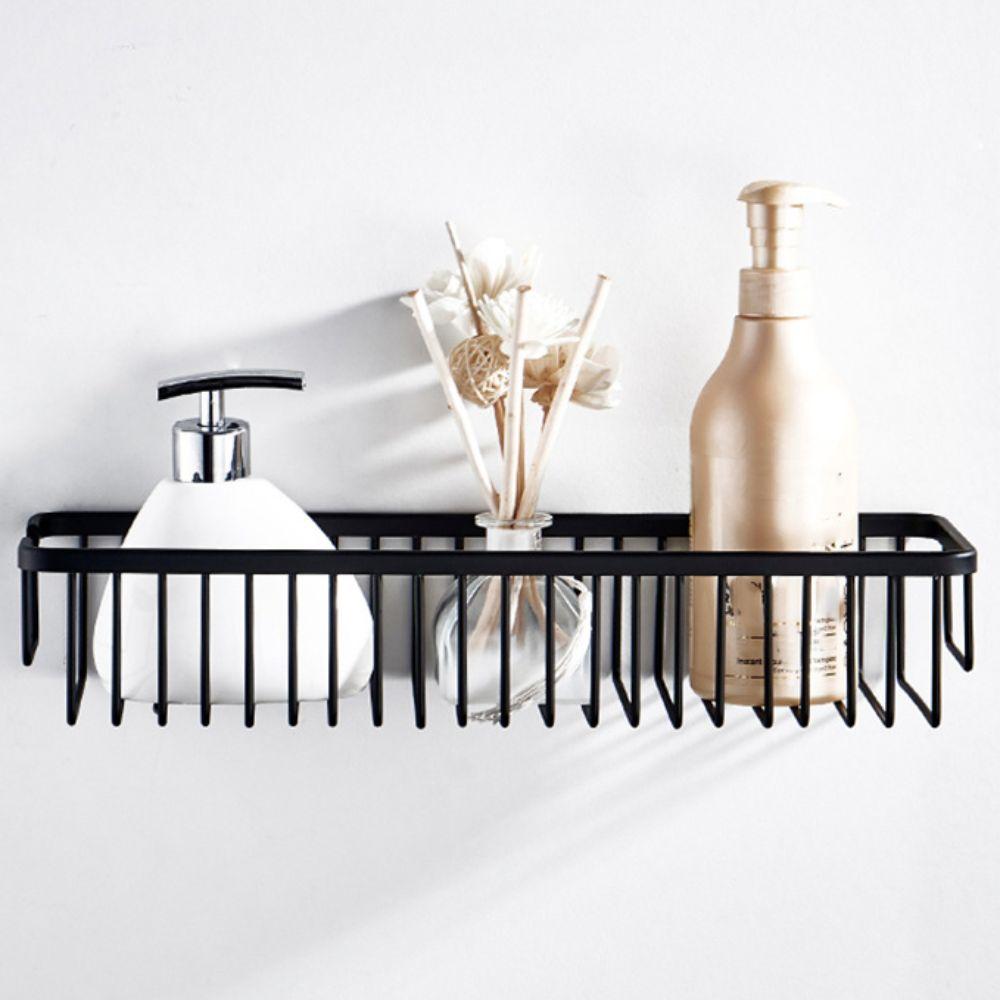 Wall Mounted Bathroom Storage Rack Black/White Kitchen Sponge Holder Cosmetics Storage Rack  Sink