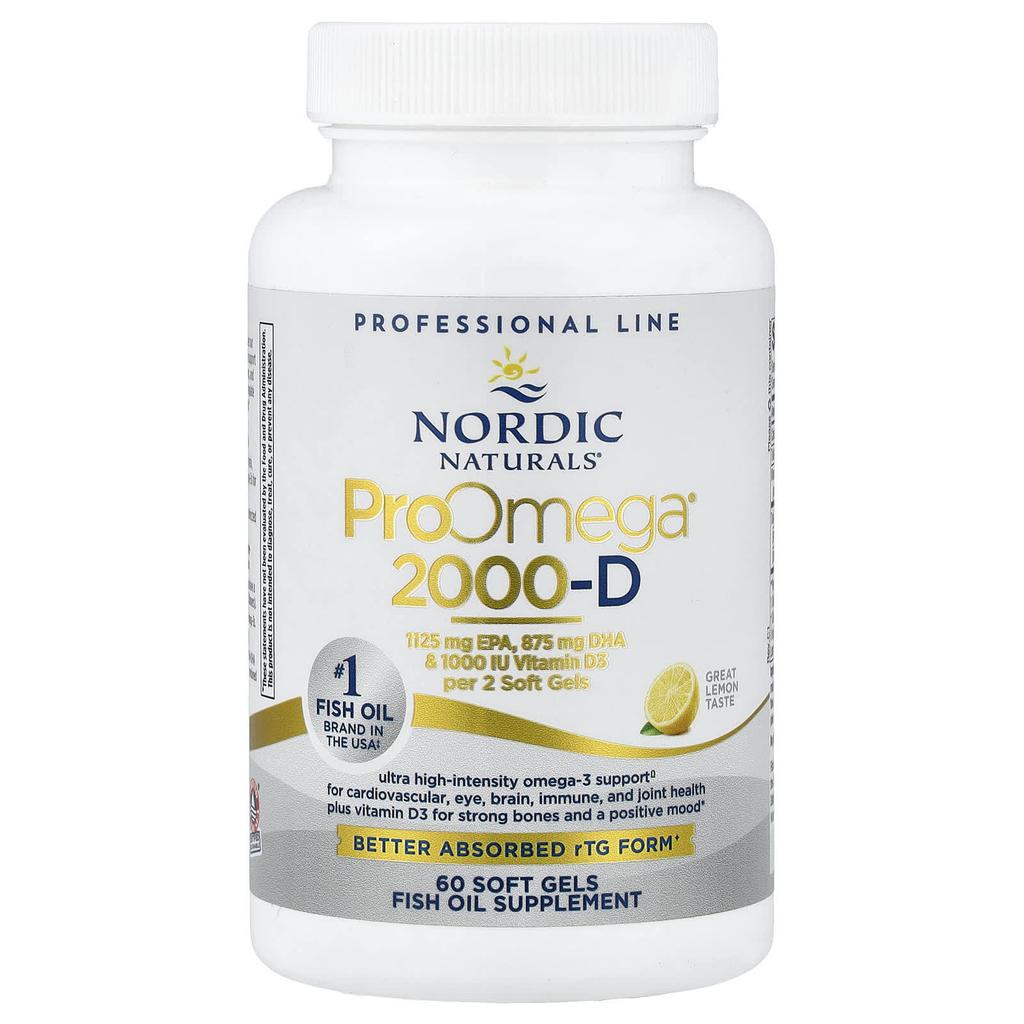 Proomega 2000-D, Lemon, 1,250Mg, 60 Softgels