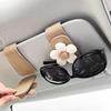 Car Accessories PU Car Glasses Holder Flower Multifunctional Card Ticket Holder Car Sunglasses Clip