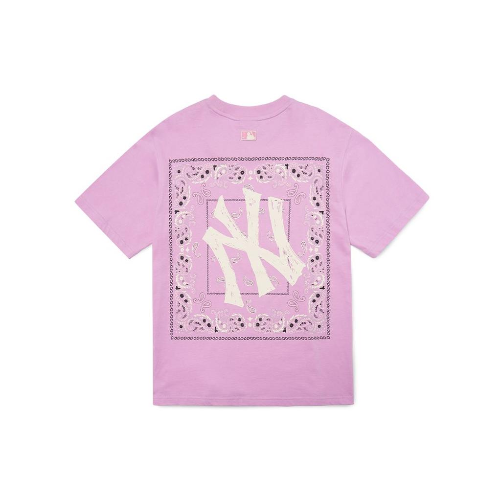 MLB New York Yankees Rücken Cashewblumen-Logo Rundhals Kurzarm T-Shirt Unisex T-Shirts Rosa 3ATS52023-50PKS