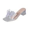 Women's Sandals Women Summer New Square Toe Open Toe Rhinestone Butterfly Mid Heel Block Heel Cool Mopping