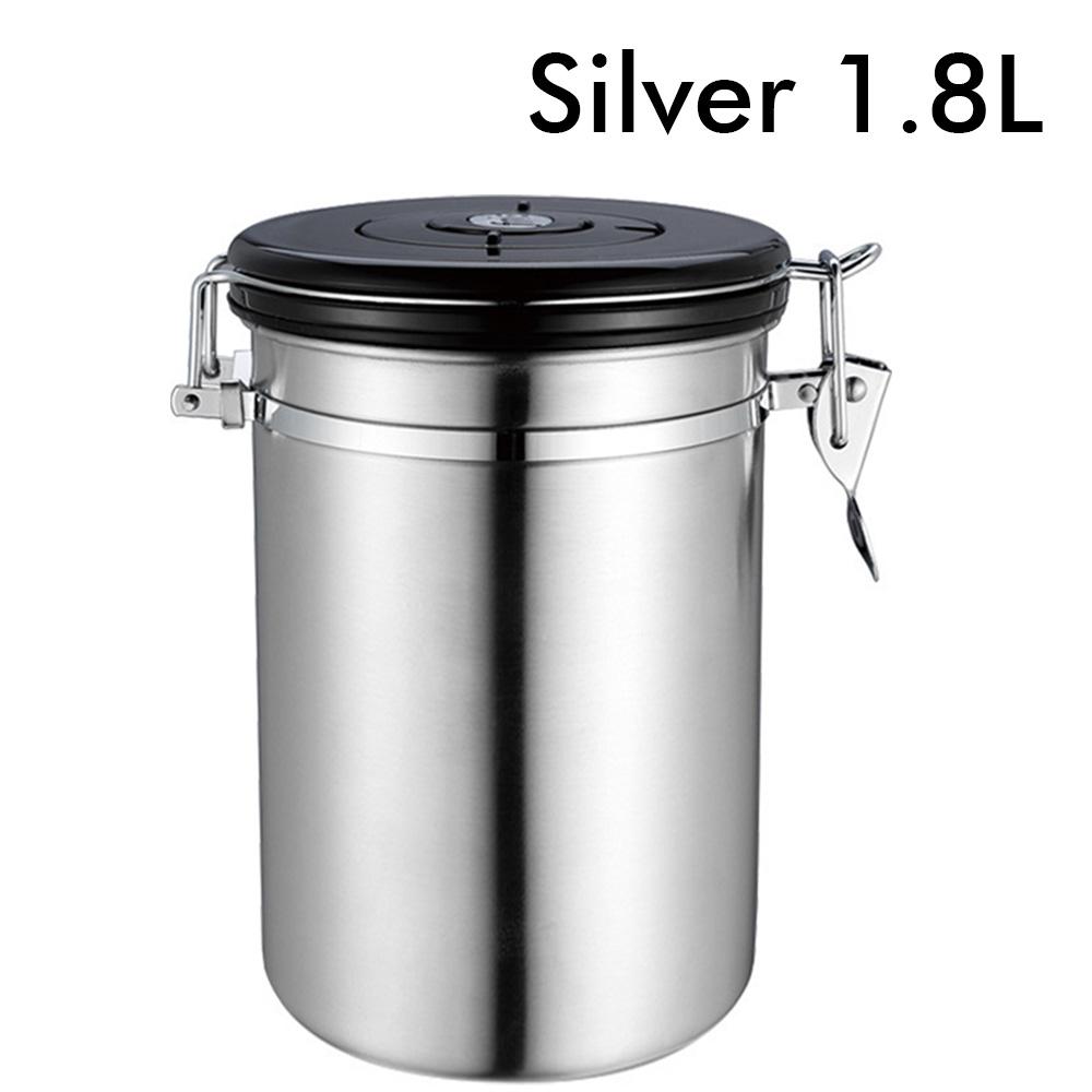 1.5/1.8L Coffee Canister Airtight Coffee Bean Canister Stainless Steel Coffee Jar Storage For Coffee Bean Tea Black/White/Silver