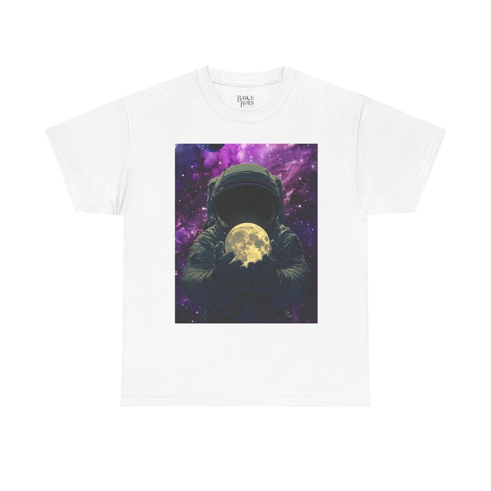 Astronaut Holding Moon Tee | Space Helmet, Lunar Illustration 3XL