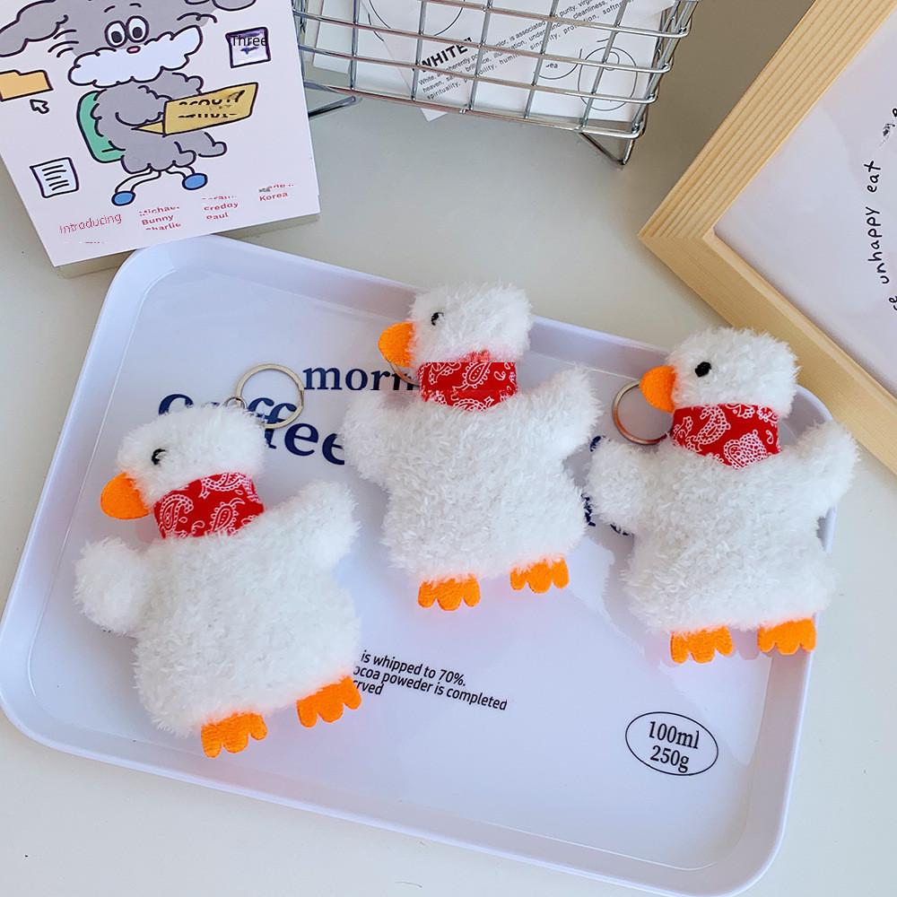 Adorable Duck Plush Toy With Scarf Creative Small-size Stuffed Animal For Bags And Keys