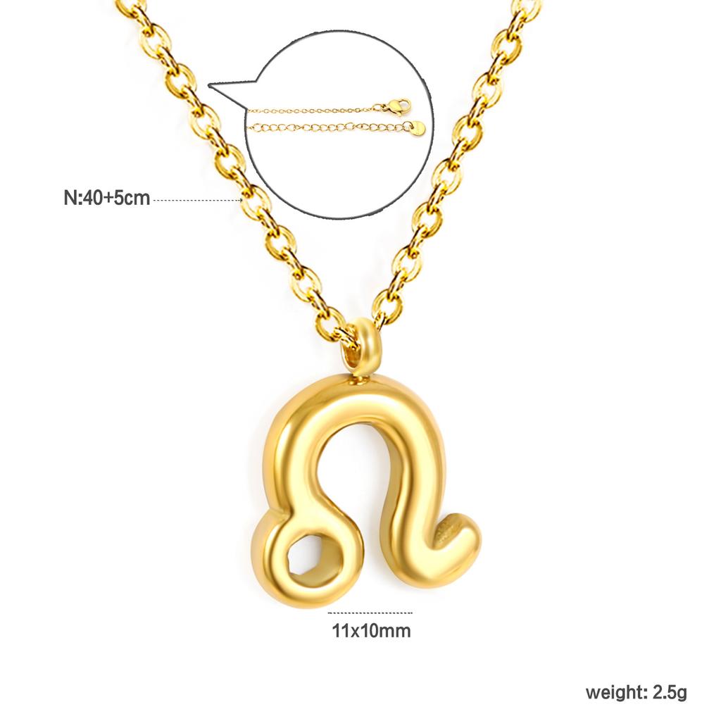 Fashion Creative Zodiac Pendant Necklace Gold Bubble Charm Versatile Collarbone Chain Jewelry