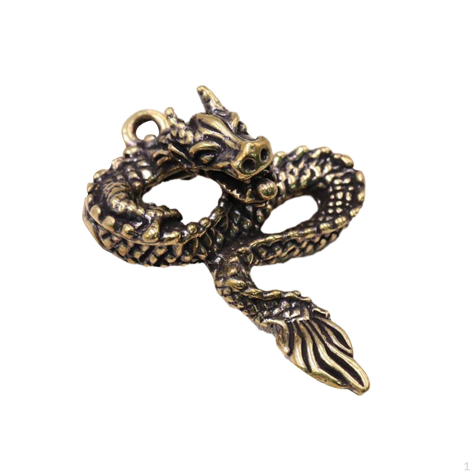 Мини-брелок-подвеска Китайский Дракон из латуни, Фигурка Фэн-шуй, Прекрасный год для дома 4.3cmx3cm