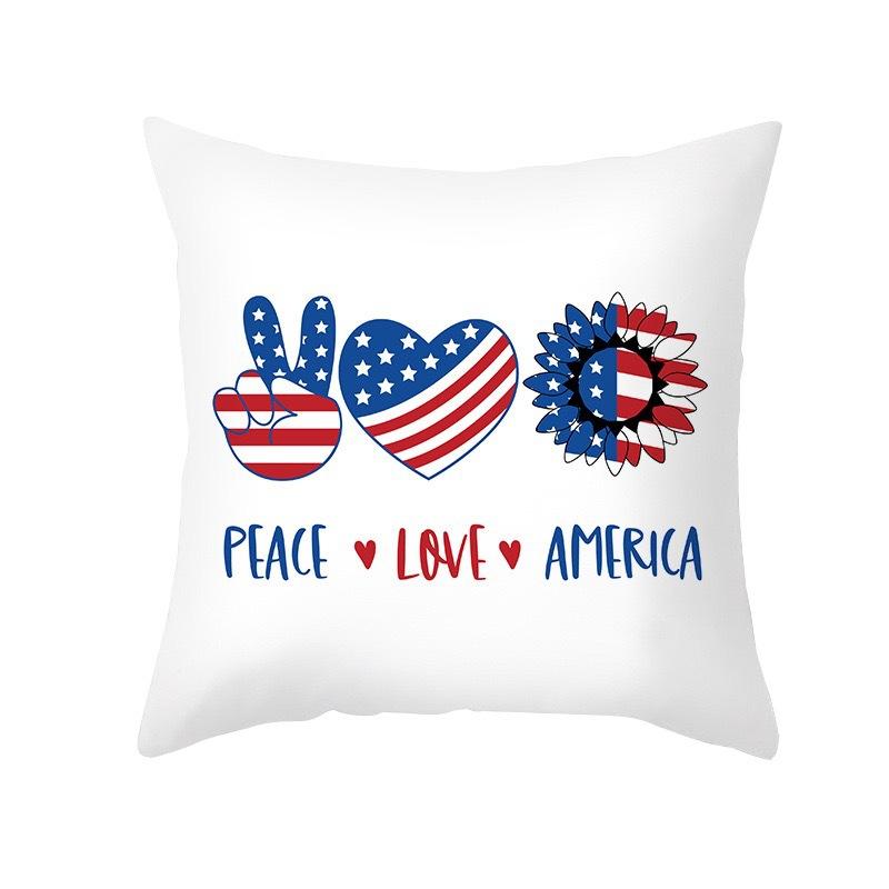 New American Independence Day Pillowcase, Simple Peach Skin Velvet Printed Cushion Cover, Sofa Pillow Cover