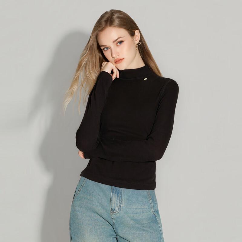 

Shetu Women s Semi-High Collar Slim Fit Knit Tee S