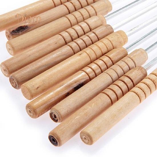Hara 10 Pcs BBQ Barbecue Roasting Needle Roasting Tools Brochette Tong Kebabe Skewers