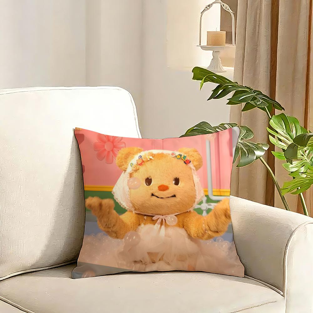 Butterbear Cushion Cover Reversible Plush Pillow Cover Soft Fluffy Home Decor for Sofa Bedroom