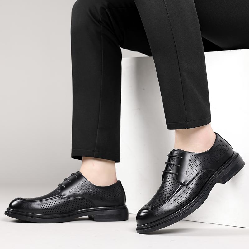 Fashion Summer Men's Leather Shoes Minimalist Gentleman Style Design Office Dress Party Classic Black Brown Shoes Breathable Quality