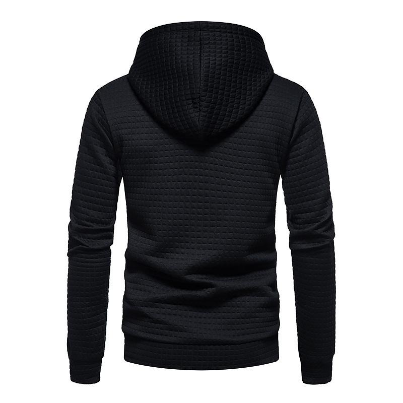Autumn and winter men's long sleeved casual pullover jacquard hoodie plaid fitness running sports hooded jacket