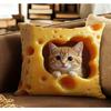 Cute Cat-In-Cushion Cover Cheese Pillow Add A Whimsical Touch To Your Home! Sofa Home Room Dormitory Decoration, 2D Printing