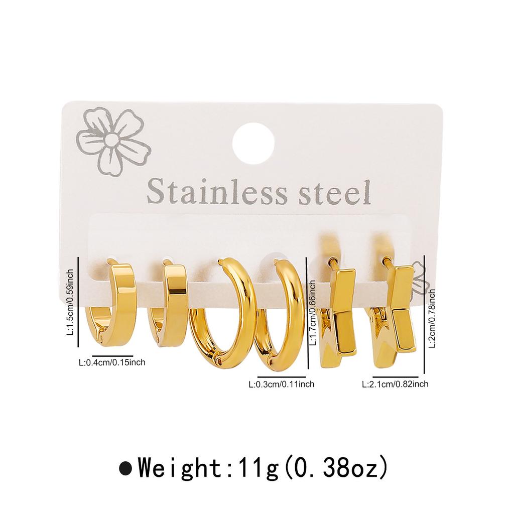 Women Fashion Stainless Steel Star Earrings Set Minimalist Luxury Vintage Unique Design Geometric Stud Earrings For Women