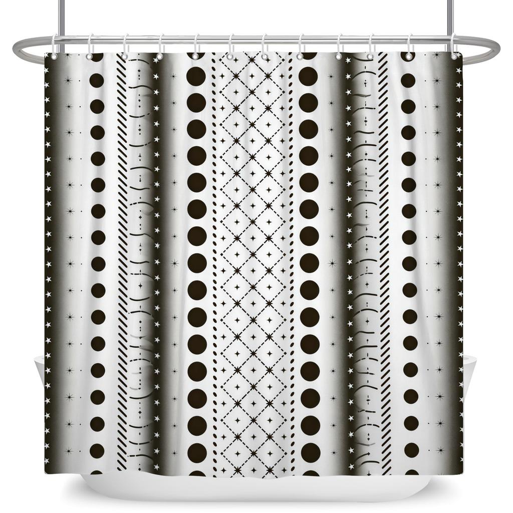 Geometrisches Muster Duschvorhang Modern Minimalistisch Wasserdicht Badvorhang Badezimmer Dekor Polyesterstoff Mit Haken Inklusive