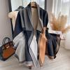 Fashion Korean-Style Colorblocked Faux Cashmere Scarf For Women Air Conditioner Shawl Elegant Thickened Cold-Proof Wrap For Autu
