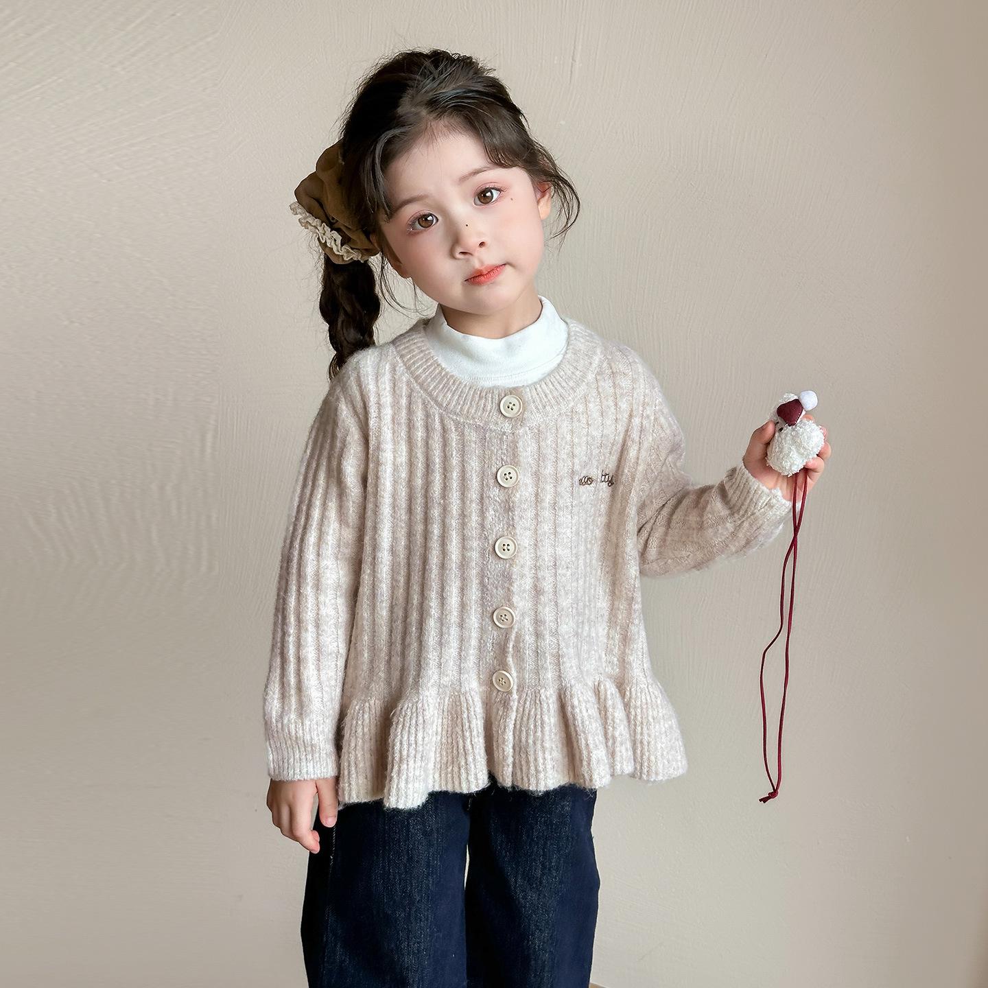 

2025 Girls Fashion Knitted Cardigan Sweater - Autumn Style for Toddlers 100 cm абрикосовый света