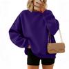 Women's Fashion Long Sleeve Solid Color Round Neck Loose Pullover Sweater Top