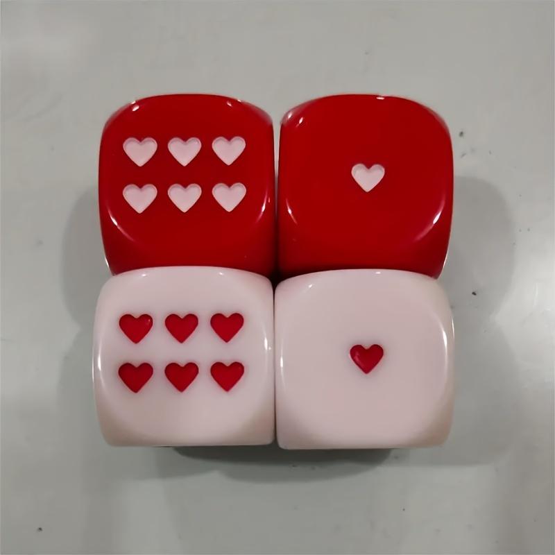 4pcs Large 2.5cm/0.98inch Heart Dice, Perfect Game Props, Valentine s Day Gift