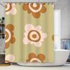 Vintage-inspired Floral Shower Curtain Set with Durable Polyester Fabric Featuring Elegant Brown Flowers On a Beige Background