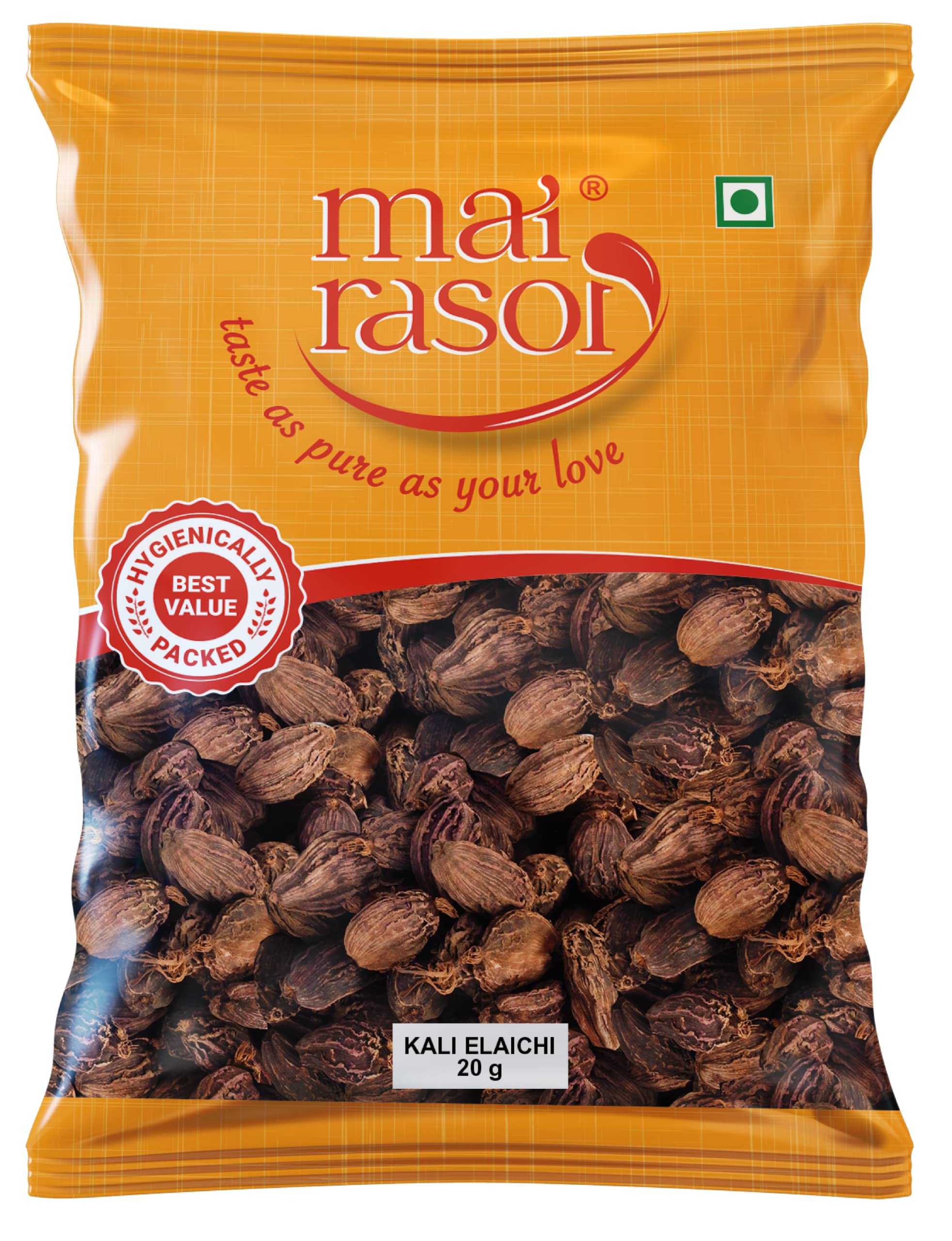 MAI RASOI Black Cardamom/Badi Elaichi Sabut/Moti Kali Elaichi Whole (20 Gm)