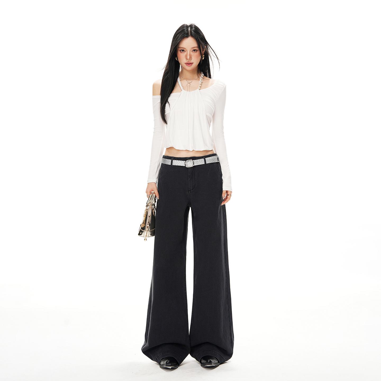 Spring 2026 Women s American Minimalist Low-Rise Wide-Leg Pants - Casual, Loose, Comfortable, Slimming, Versatile. Small