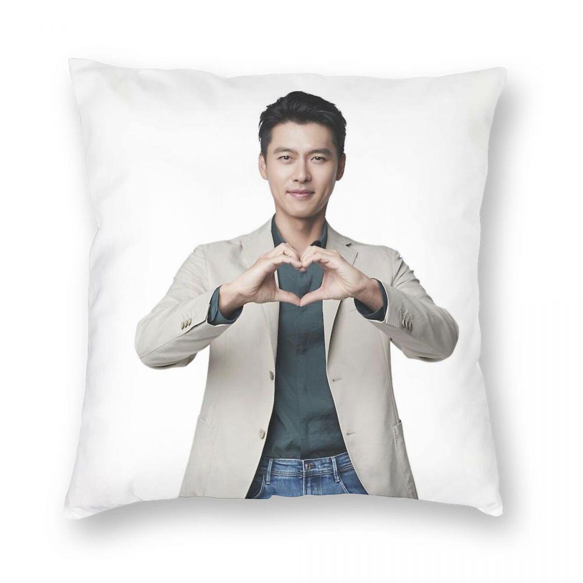 

Hyun Bin Heart Gesture Square Pillowcase Polyester Linen Velvet Printed Zip Decor Sofa Cushion Cover 12x12Inch
