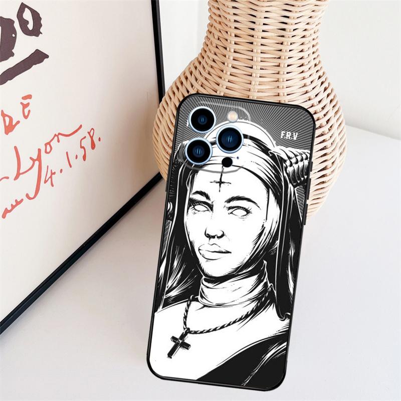 Satan Nun Devil Girl Phone Case For iPhone 16 Pro Max 15 14 13 11 12 17 Pro Max mini 15 16 Plus 16e 17 Air Cover