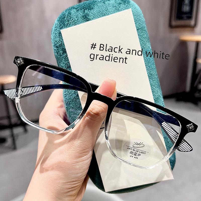 Stylish Black Frame Anti-Blue Light Glasses: Large Frame for a Slimming Look - Unisex, Trendy Myopia Glasses