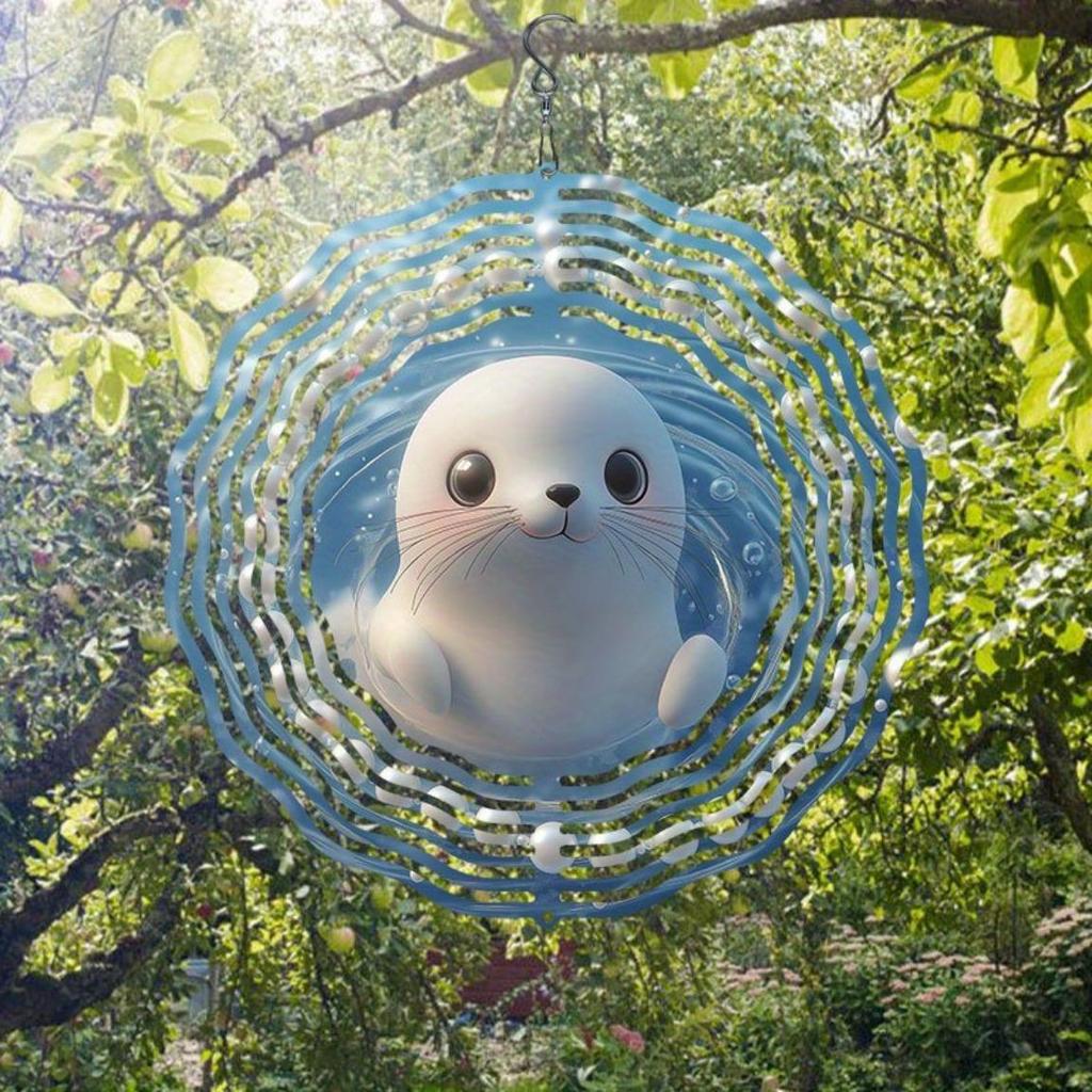 Classic Pearl Seal Pattern Metal Wind Chime Outdoor Hanging Decor Kinetic Wind Spinner Christmas Thanksgiving Holiday Gift for Home Garden