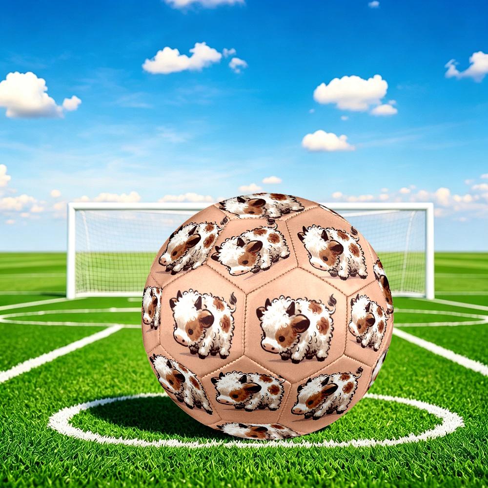 1pc Fluffy Cow Illustration Size 5 Soccer Ball Professional Match Training Football Indoor &Outdoor Sports Ball Lightweight Durable c6598